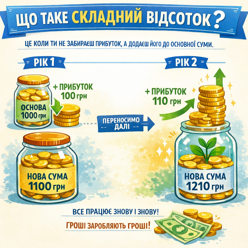 складний відсоток як працює ефект накопичення прибутку інвестиції та пасивний дохід