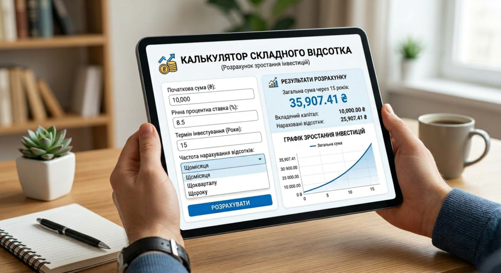 калькулятор складеного відсотка онлайн розрахунок пасивного доходу інвестиції
