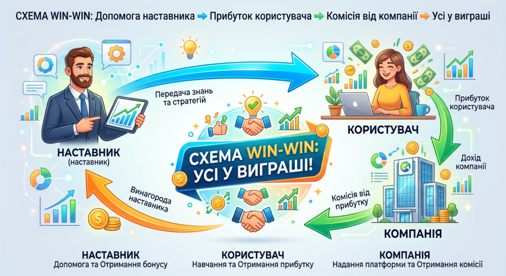 схема win win реферальна програма наставник користувач компанія як працює модель доходу